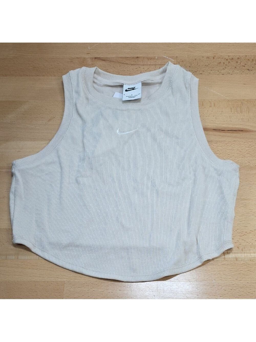 SKU 1809 Nike Cream Ribbed Crop Tank Top